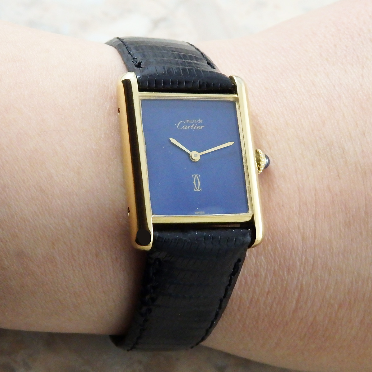 Cartier カルティエ　ラピス　クォーツ QUARTZ 置時計　動作確認済 CARTIER MUST TANK (カルティエ マスト タンク) ラピスラズリブルー
