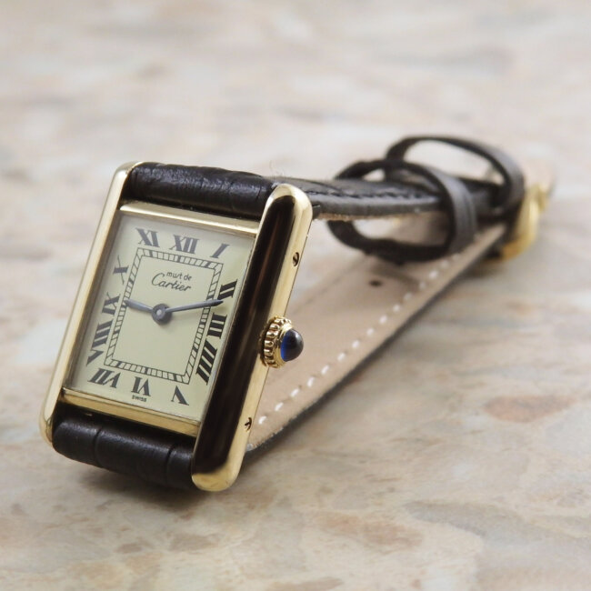 カルティエ CARTIER マストタンク SM アンティーク 時計 レディース ローマ アイボリー 文字盤 手巻き 腕時計
