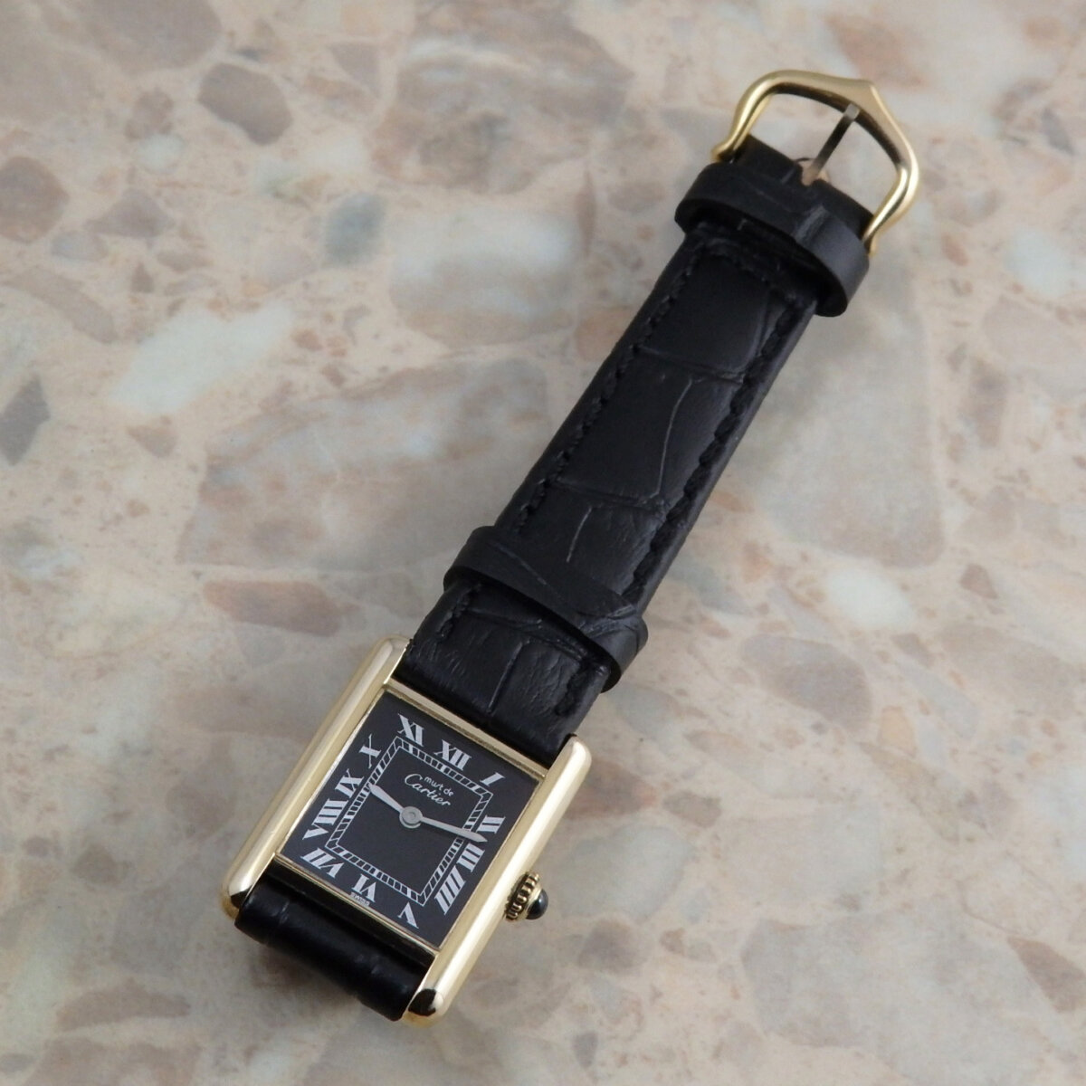 カルティエ CARTIER マストタンク SM ローマン ブラックダイヤル