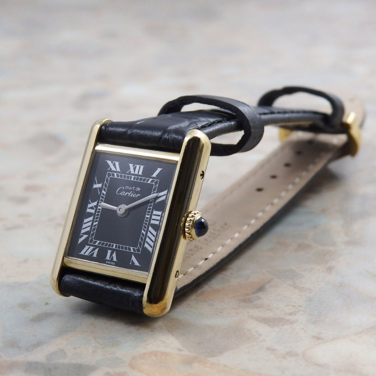 カルティエ CARTIER マストタンク SM ローマン ブラック ダイヤル 希少 ...