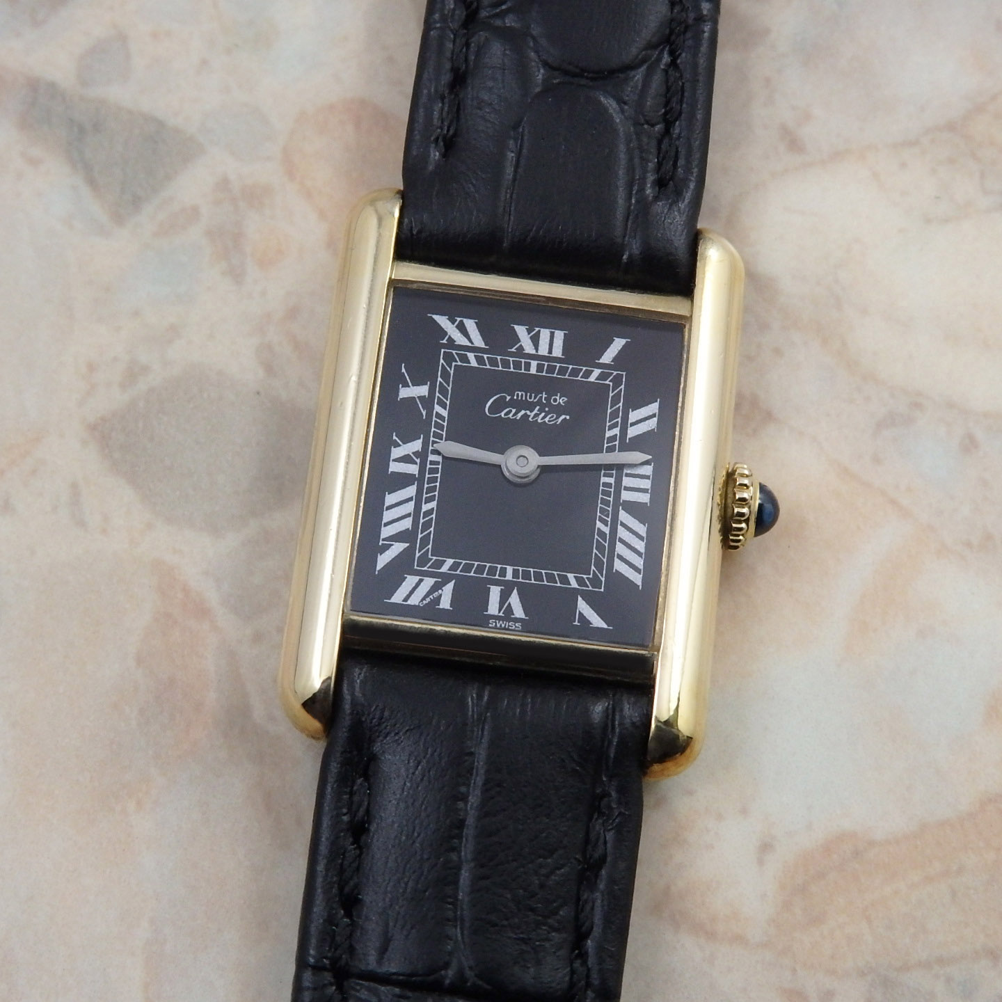 腕時計専用 美品 カルティエ マスト タンク ブラック SM Cartier