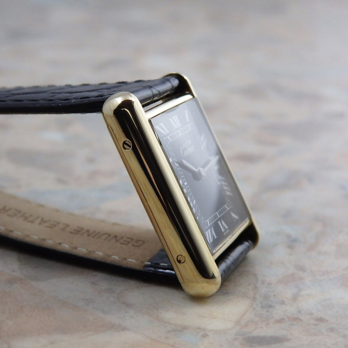 カルティエ マストタンク LM メンズ 黒文字盤 手巻き 腕時計 カルティエ マストタンク LM 手巻き式 ヴィンテージ 黒文字盤 メンズ