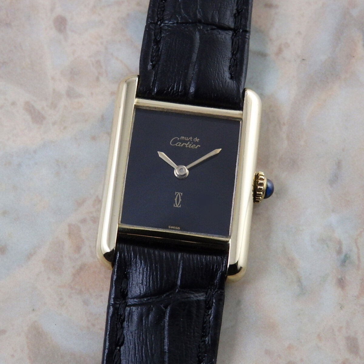 カルティエ マストタンク SM ブラック 手巻き アンティーク ヴィンテージ レディース 時計 Cartier |  アンティーク時計の販売ならアンティークウォッチライフ
