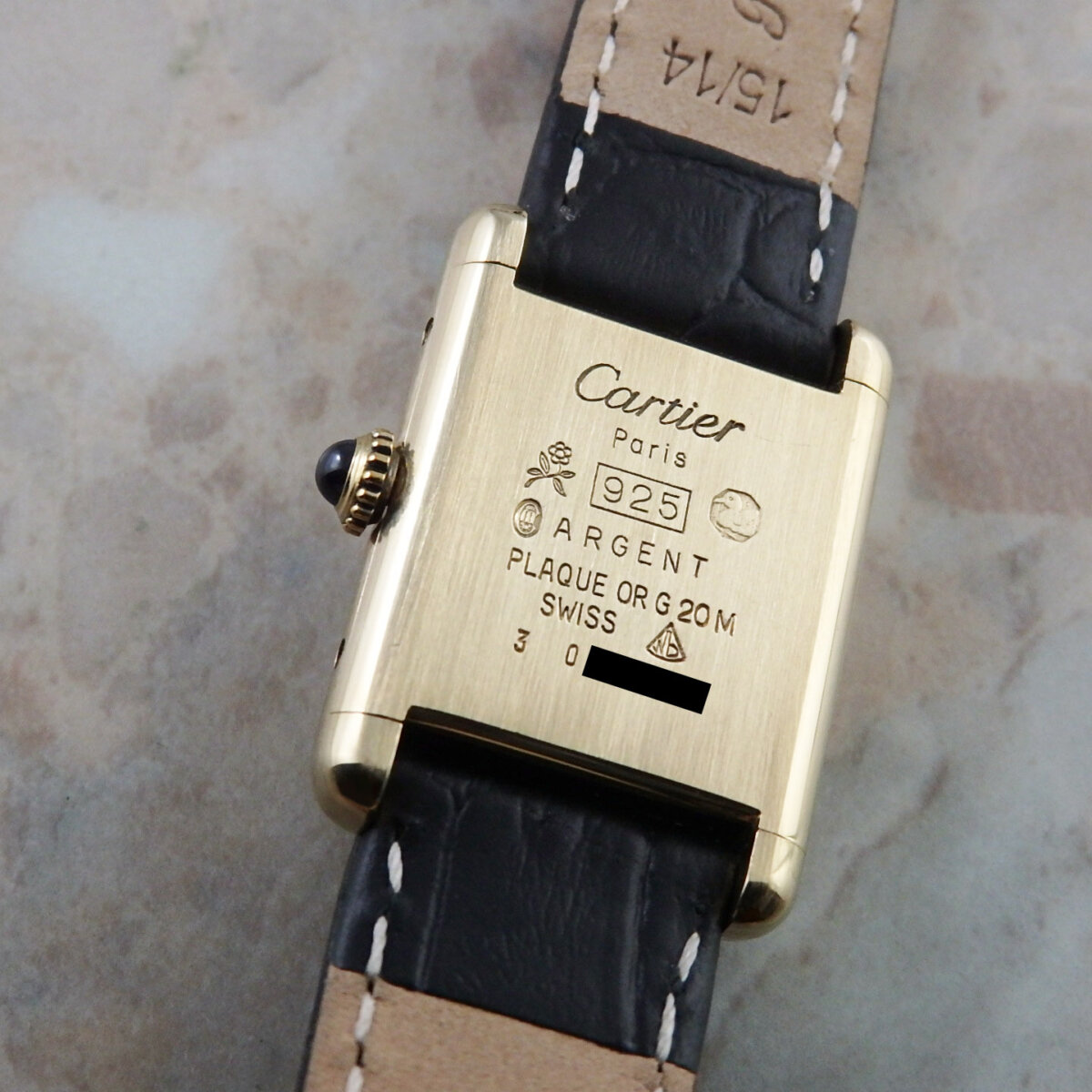 Cartier マスト タンク 手巻き 腕時計 SM ブラック オニキス 文字盤 ゴールドカラー 925 | アンティーク時計の販売ならアンティーク ウォッチライフ