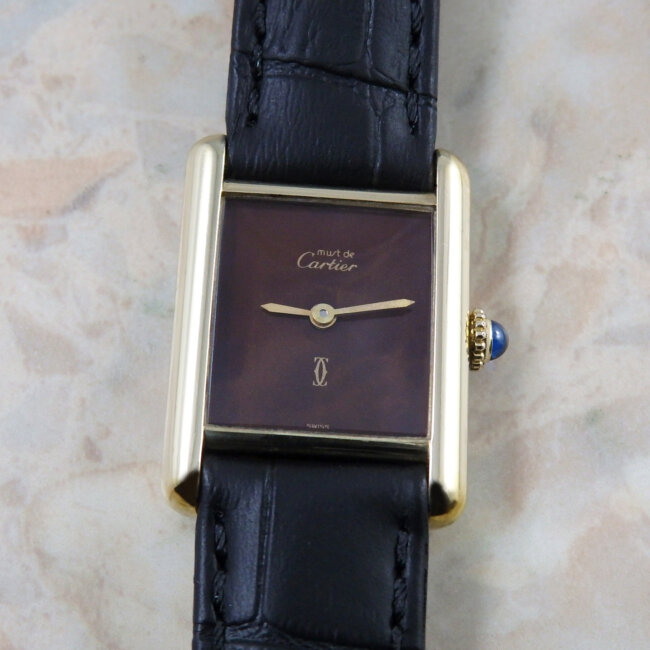カルティエ マストタンク SM 手巻き式 希少 マホガニー ヴィンテージ アンティーク 時計 Cartier Tank