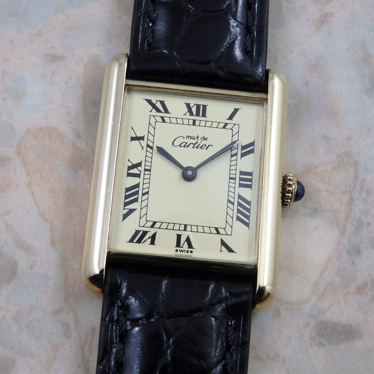 M*o様 【人気】カルティエ マストタンク LM 手巻き Cartier】カルティエ マストタンクLM手巻きブラックローマ付属品付き