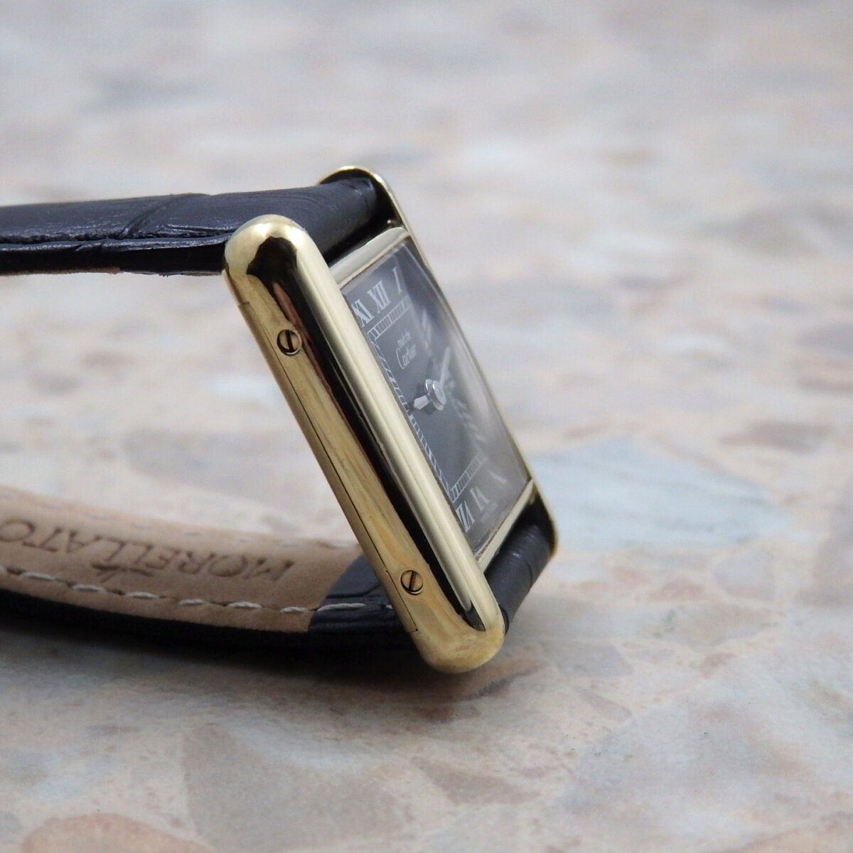 カルティエ マストタンク SM 手巻き レディース 黒文字盤 コンプリート