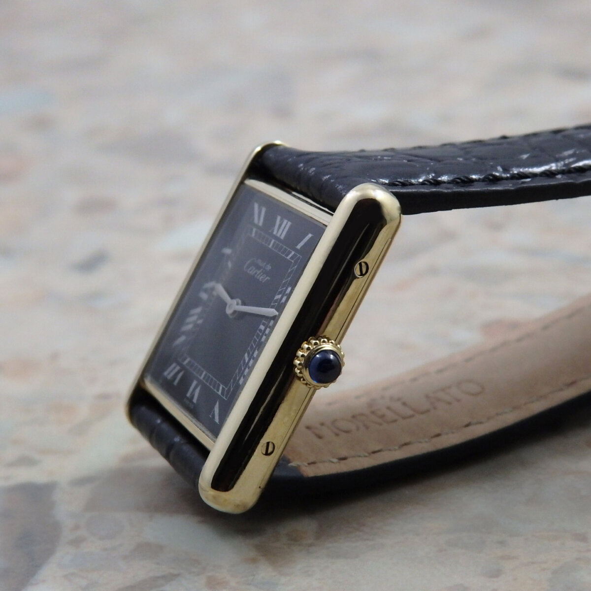 カルティエ マストタンク LM 手巻き式 ヴィンテージ 黒文字盤 ブラック