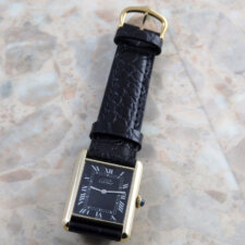 カルティエ マストタンク LM 手巻き式 ヴィンテージ 黒文字盤 ブラック ローマン メンズ Cartier Tank 時計:画像4