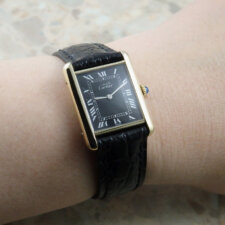 カルティエ マストタンク LM 手巻き式 ヴィンテージ 黒文字盤 ブラック ローマン メンズ Cartier Tank 時計:画像6
