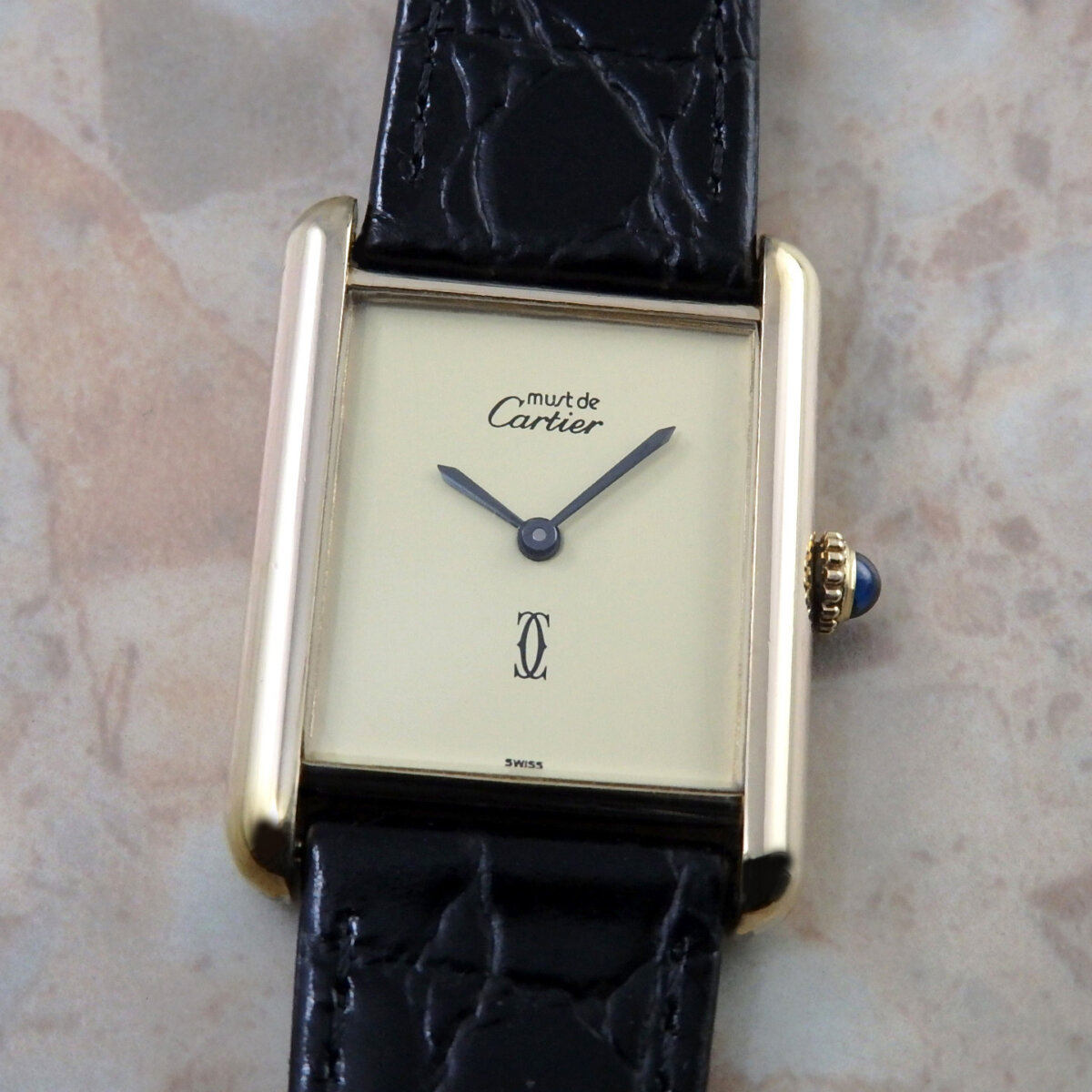 カルティエ Cartier マストタンク LM クリーム アイボリー 手巻き式