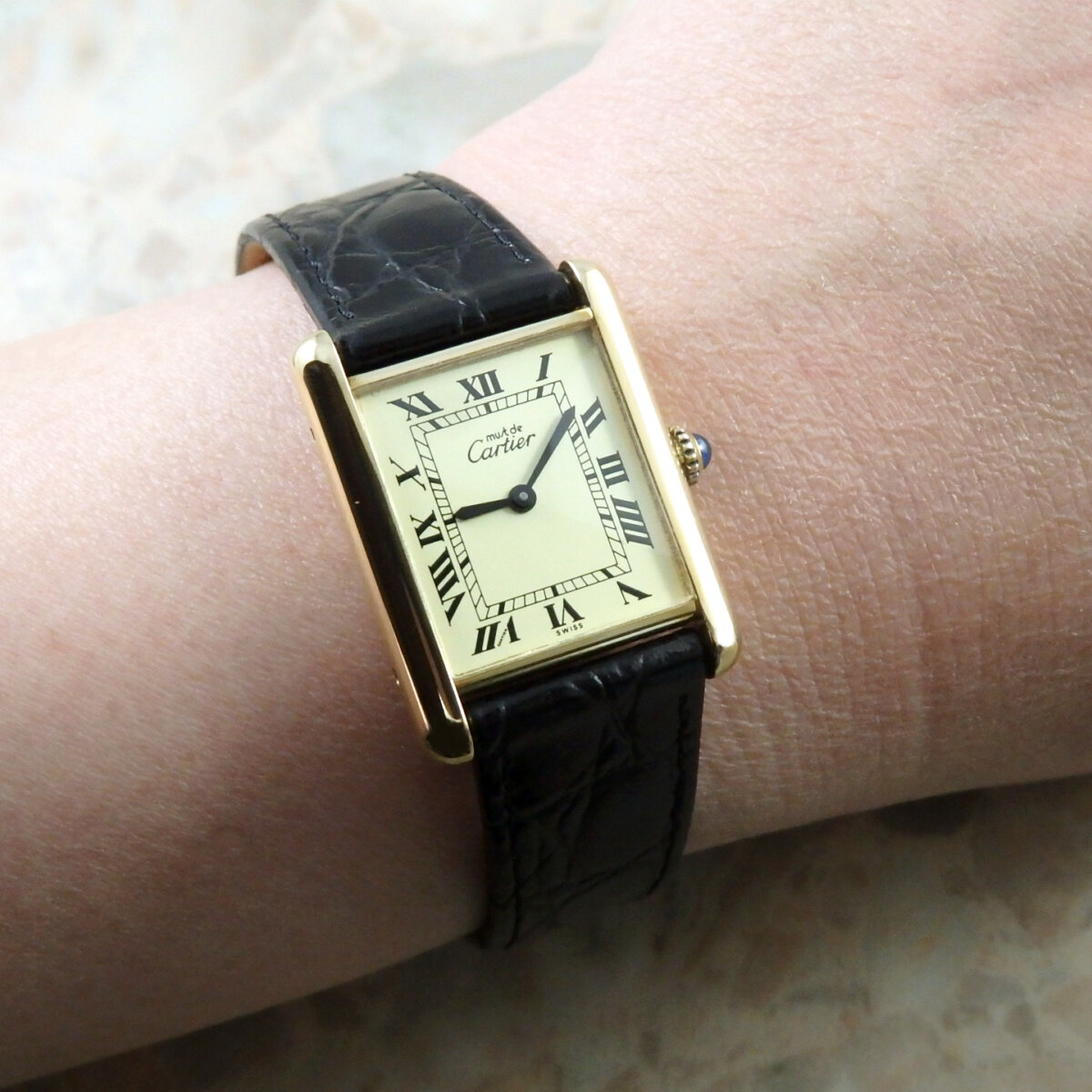 Cartier マストタンク LMサイズ アイボリー ローマン 手巻き