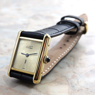 カルティエ マストタンク SM 手巻き サンレイ文字盤 レディース腕時計 CARTIER 時計 側面 リューズ