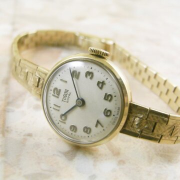 TUDOR レディース アンティーク 金無垢ケース＆ブレス 王冠バックル BOX付 正面全体