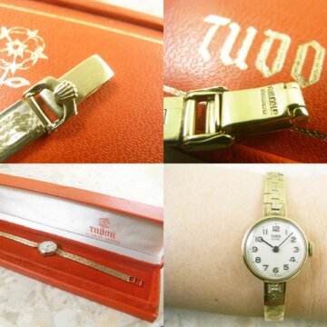 TUDOR レディース アンティーク 金無垢ケース＆ブレス 王冠バックル BOX付 背面