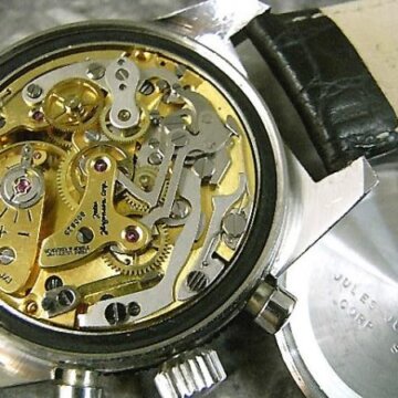 ユール・ヤーゲンセン/Jules Jurgensen 手巻きクロノグラフ ダイバー回転ベゼル 側面 リューズ