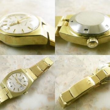 OMEGA レディースサイズ アンティーク時計 自動巻き オメガ ブレス 側面 リューズ