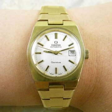 OMEGA レディースサイズ アンティーク時計 自動巻き オメガ ブレス 背面