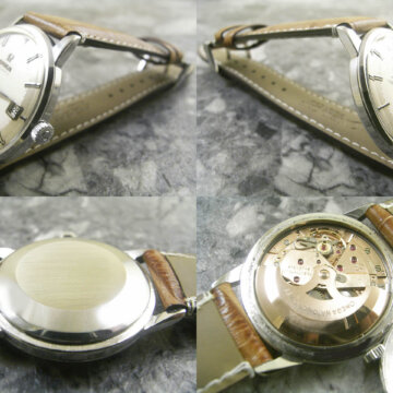 オメガ・OMEGA/Geneve 希少ロゴ 2トーン文字盤 1959年 アンティーク 側面 リューズ