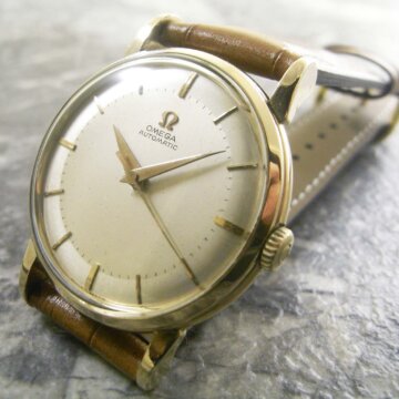 オメガ・OMEGA アンティーク ラウンド メンズ 中3針 2トーンダイアル 正面全体