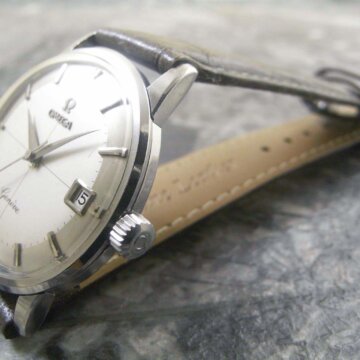 オメガ OMEGA クロスライン ジュネーブ/Geneve 希少ロゴ 2トーン文字盤 側面 リューズ