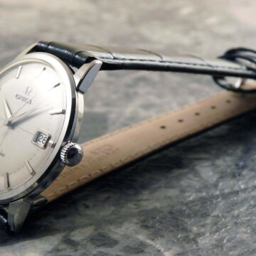 OMEGA オメガ クロスライン ジュネーブ/Geneve 希少ロゴ 2トーン文字盤 側面 リューズ