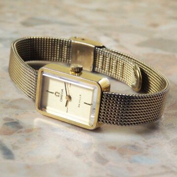 OMEGA オメガ レディース アンティーク レクタングルケース ゴールドダイアル 正面全体