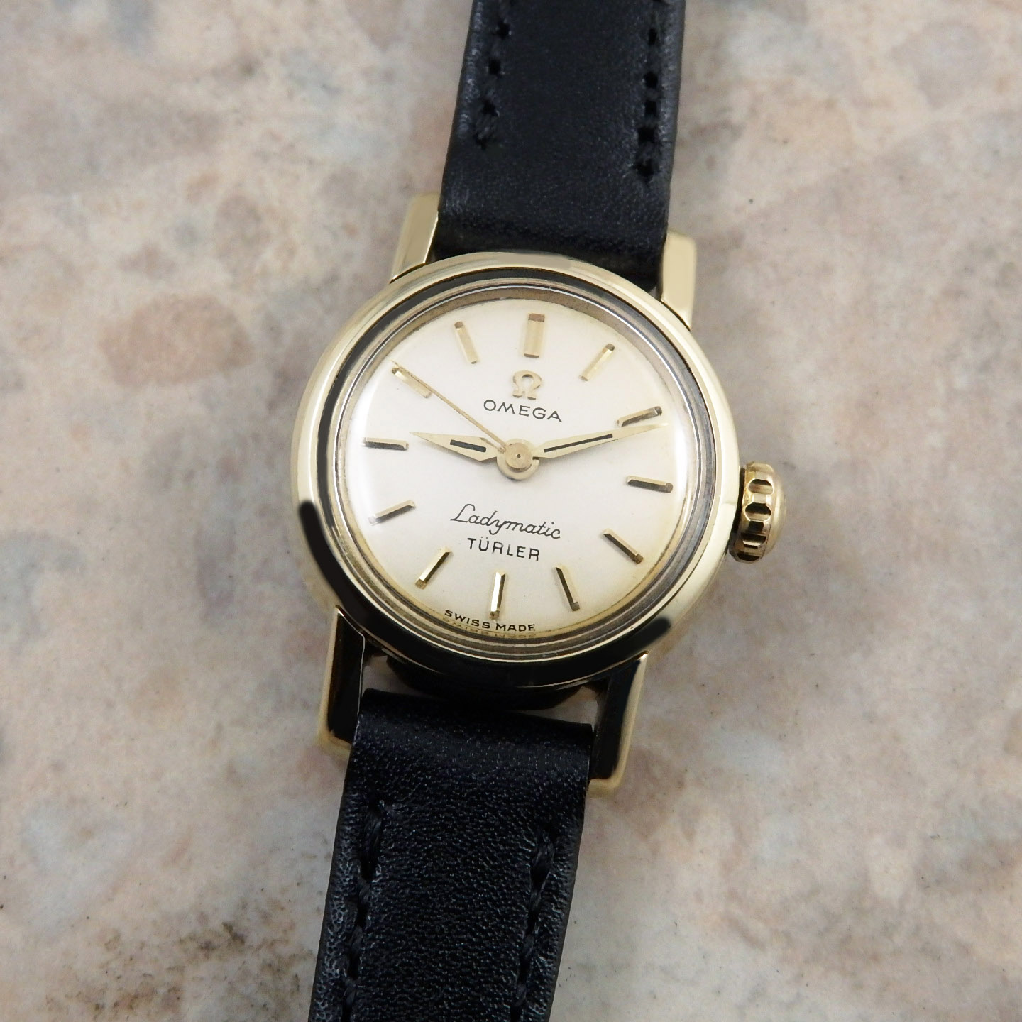 OH済 1956年製 オメガ レディマティック初代モデル Turler Wネーム 腕時計 評判良い