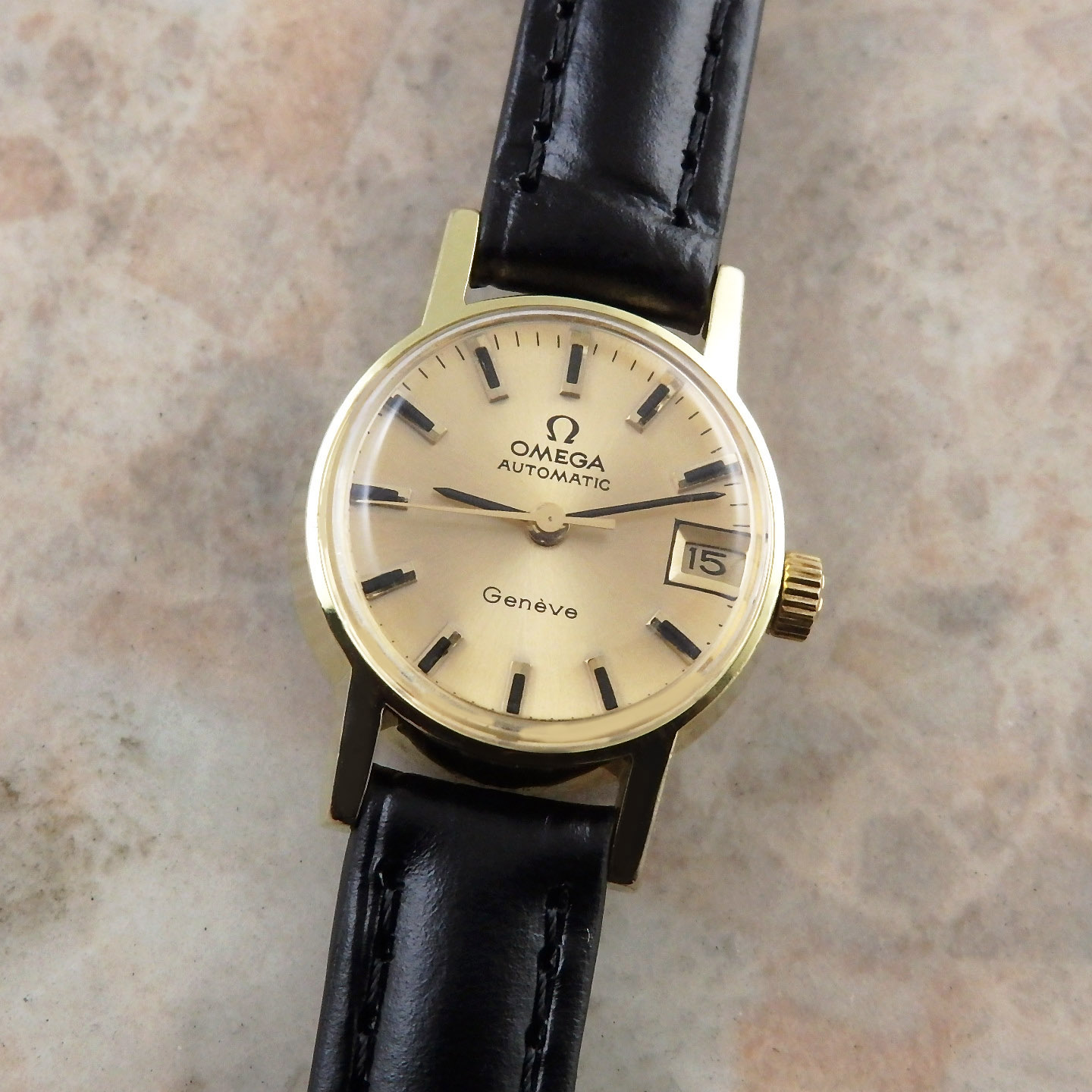 オメガ レディースウォッチ アンティーク シャンパンゴールドダイヤル オートマチック デイト 1970年製 OMEGA 時計 腕時計
