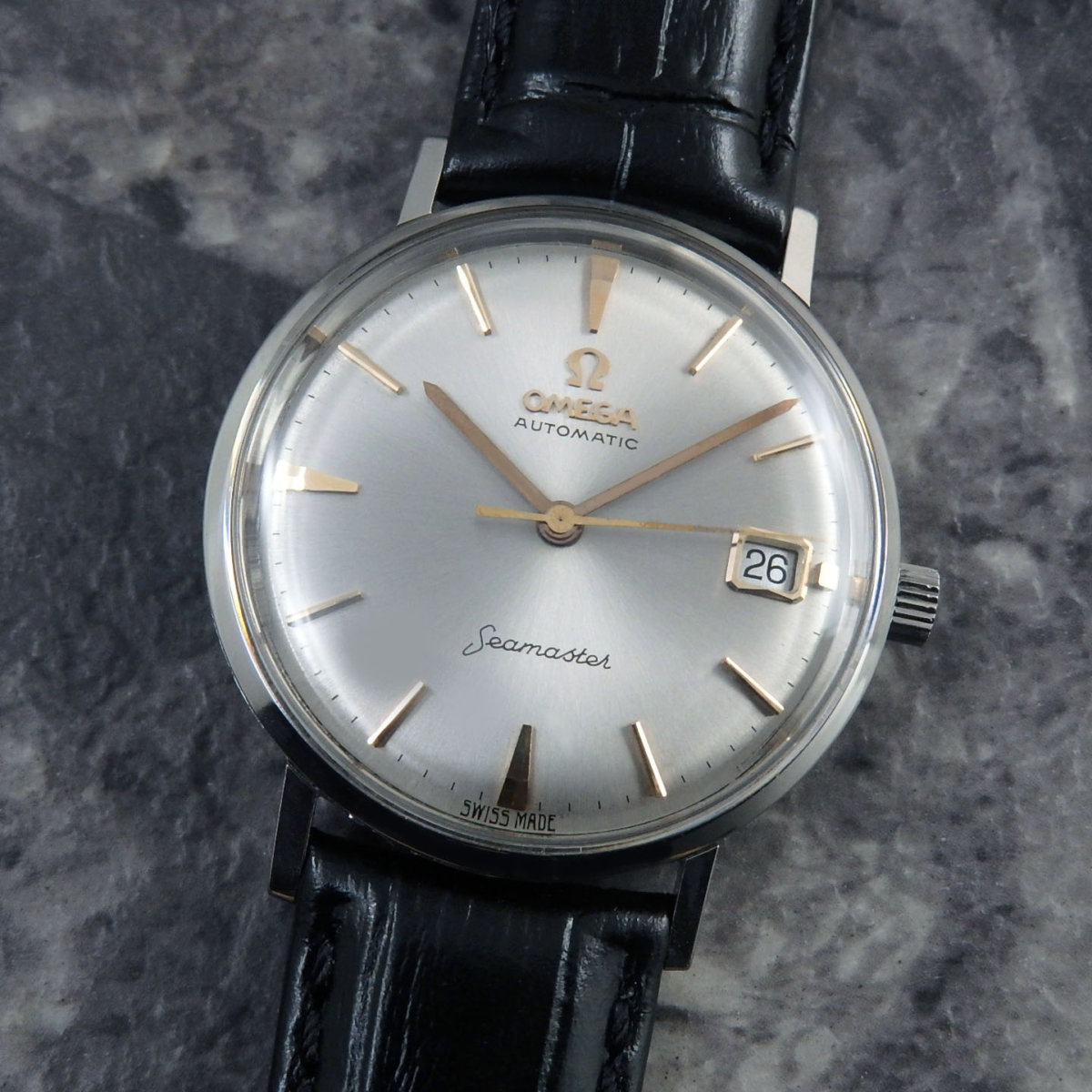 オメガ 60s シーマスター アンティーク 時計 希少 ゴールドインデックス 1960年製 OMEGA 自動巻き デイト付