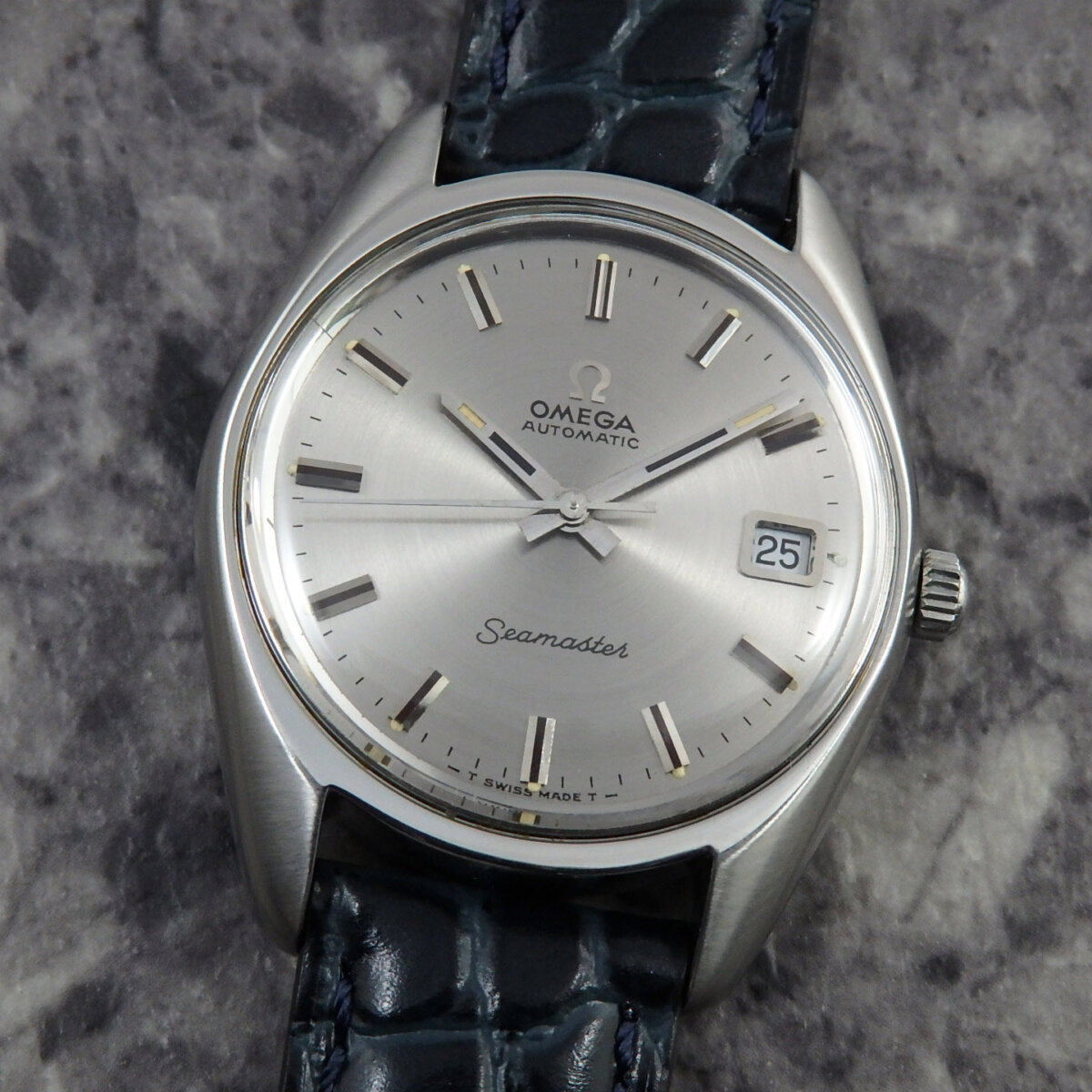 USED OMEGA Seamaster 腕時計 ベルト社外品 丸文字盤 動作確認済 ...