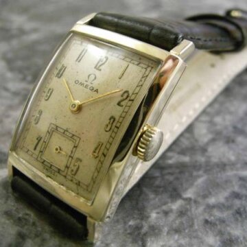 オメガ・OMEGA レクタンギュラー 14KYG レイルウェイ・ミニッツ トラック 正面全体