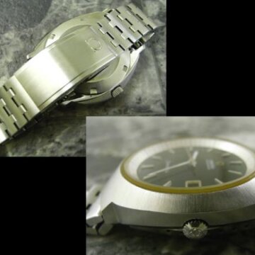 オメガ・OMEGA シーマスター ブルー文字盤 デカ厚ケース アンティーク 希少 側面 リューズ