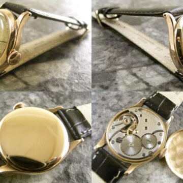 オメガ 金無垢 ピンクゴールド スモールセコンド ラウンドケース 1948年 側面 リューズ