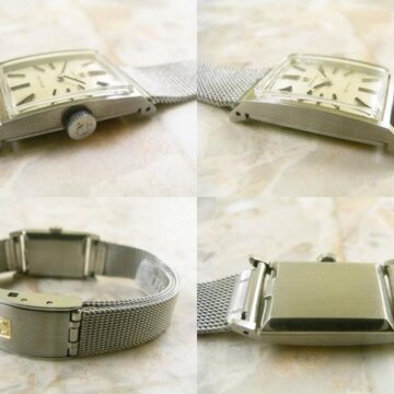 オメガ・OMEGA アンティークウォッチ レディース レクタンギュラーケース オリジナルブレス 側面 リューズ