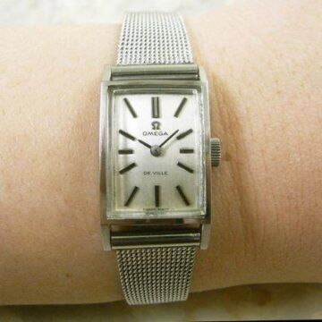 オメガ・OMEGA アンティークウォッチ レディース レクタンギュラーケース オリジナルブレス 背面