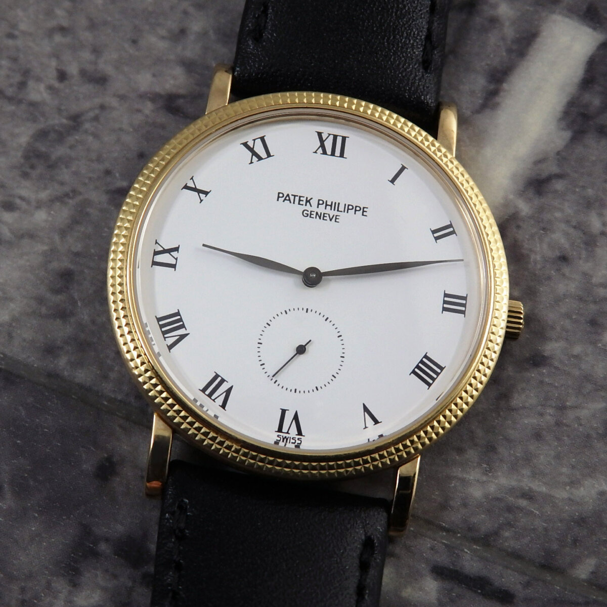 Patek Philippe 純正 クロコダイル レザーベルト Dバックル付き クロコダイル革ベルト パテックフィリップDバックル用 ブラック