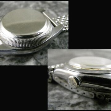 ロレックス バブルバック 2940 1940年代 アラビア24時間表示 メルセデスハンド ライスプレスレット 側面 リューズ
