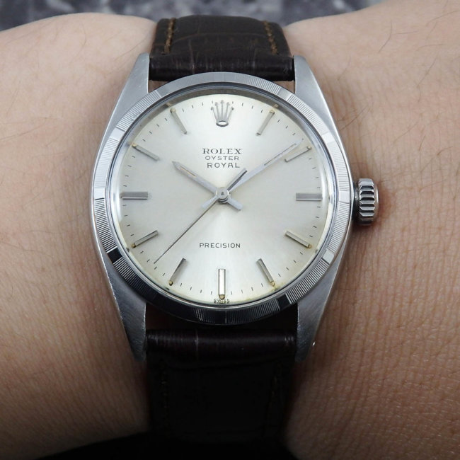ロレックス オイスター ロイヤル アンティーク メンズ エンジンターンドベゼル 6427 ノンデイト 1961年 手巻き 機械式時計