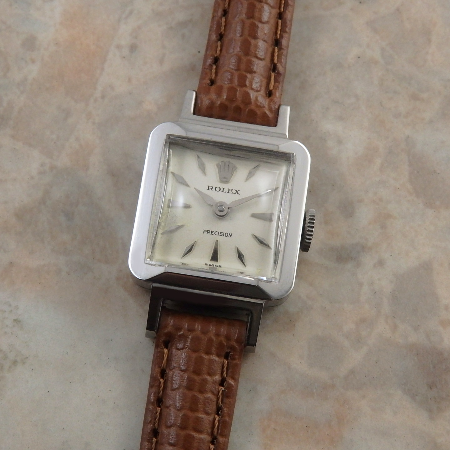 ○ROLEX アンティーク 腕時計 クロコダイル スクエアフェイス 