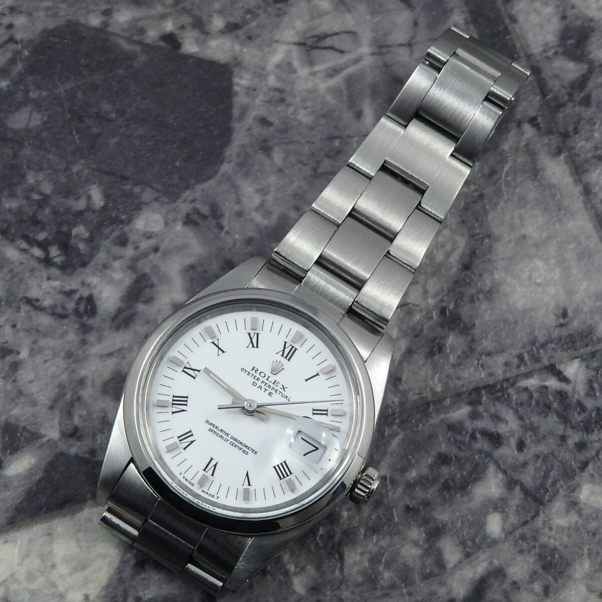 ロレックス オイスターパーペチュアルデイト 15000 34mm ホワイトローマ ダイヤル | アンティーク時計の販売ならアンティークウォッチライフ