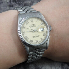 
                        ROLEX デイトジャスト ヴィンテージ 16220 アイボリーローマ 1989 L番:画像6
                  