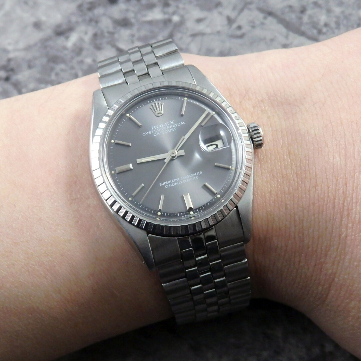 ロレックス デイトジャスト 1603 希少 グレー シグマ ダイヤル