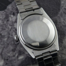 
                        ロレックス オイスターパーペチュアルデイト Ref.1501 希少 ドルフィンハンド バタフライローター ブルースティールセコンド リベットブレス:画像4
                  