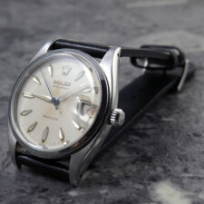 ロレックス オイスターデイト Ref.6494 赤黒カレンダー VINTAGE クサビ アルファハンド ブルースチール秒針:画像1