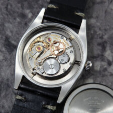 ロレックス オイスターデイト Ref.6494 赤黒カレンダー VINTAGE クサビ アルファハンド ブルースチール秒針:画像5