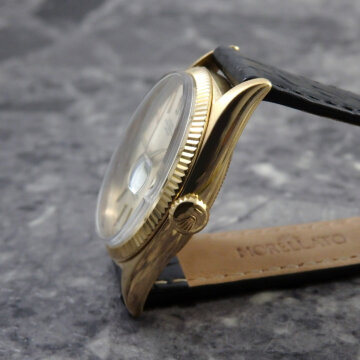 ROLEX デイトジャスト ヴィンテージウォッチ Ref.1601 YG 金無垢 イエローゴールド 希少 アルファハンド 自動巻き 側面 リューズ
