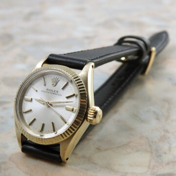 ROLEX レディース 金無垢 YG ヴィンテージ オイスターパーペチュアル ノンデイト 1962年 正面全体