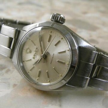 ロレックス レディース アンティーク オイスター エンジンターンドベゼル 1958年 オリジナルリベットブレス 正面全体