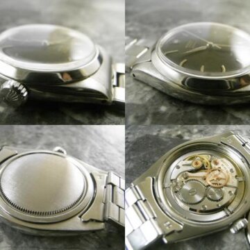 ロレックス オイスター ロイヤル REF.6426 ブラックダイアル リベットブレス 側面 リューズ